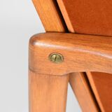 Fauteuil scandinave d'origine restauré, années 60, rouille, velours