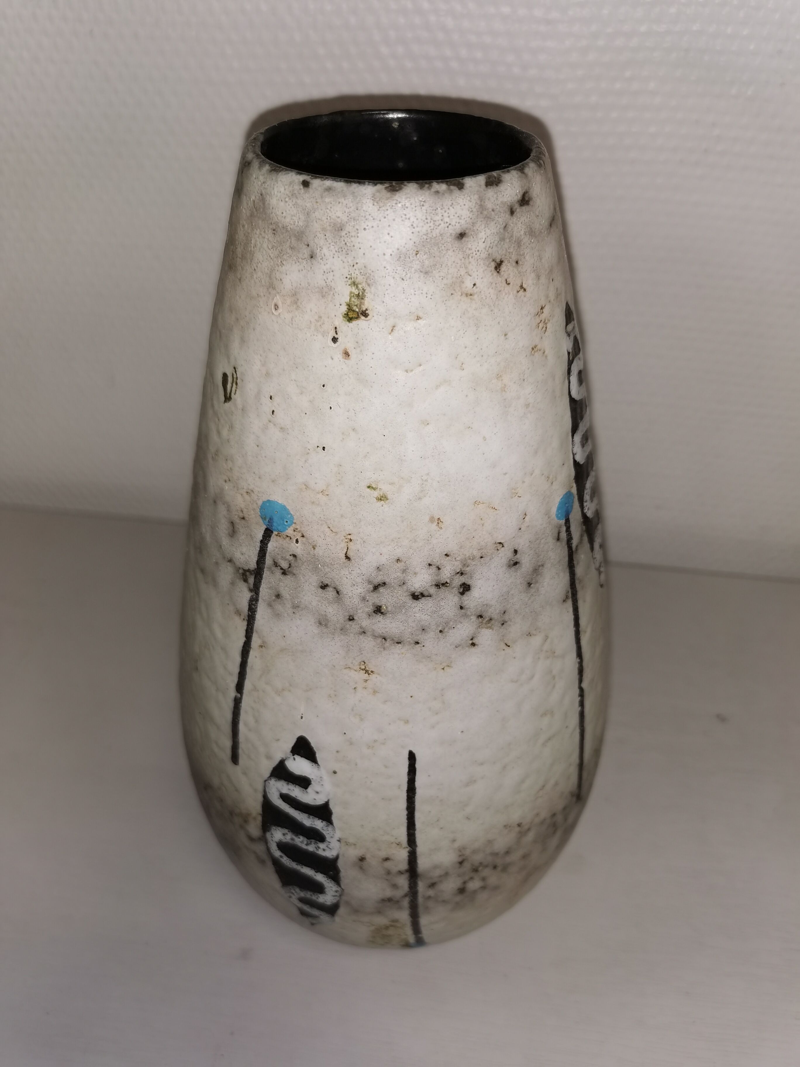 Vase with graphic decoration, vintage ceramic, 50-60's