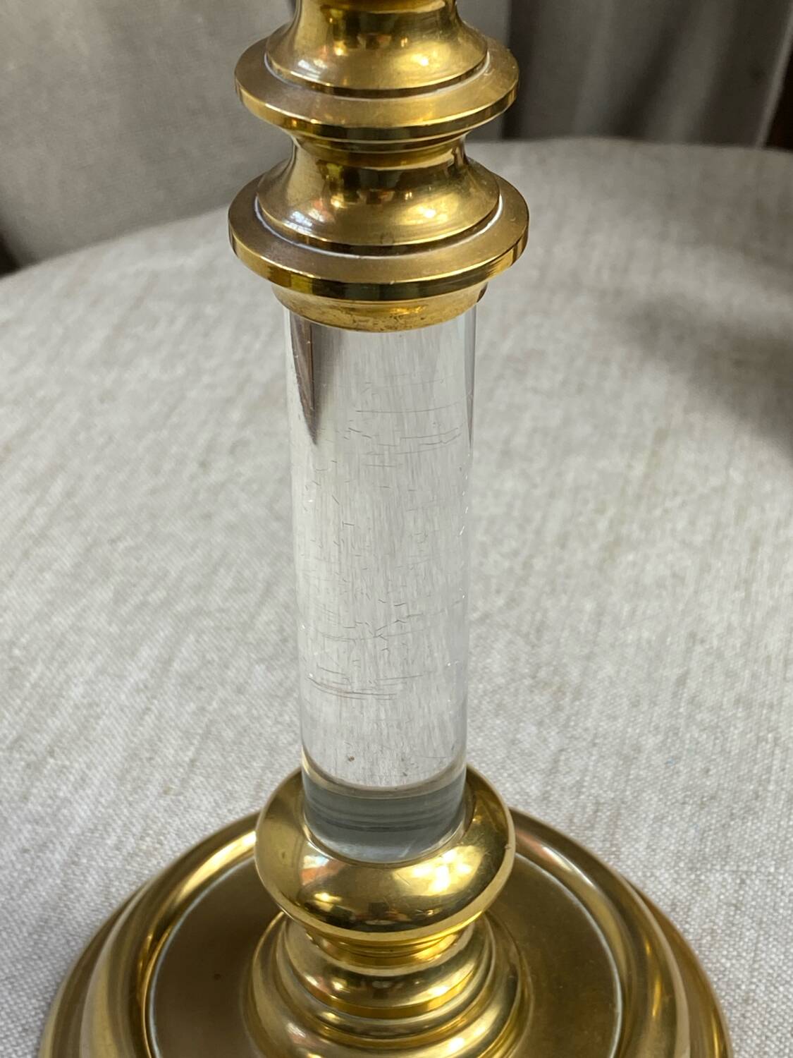 Brass and Lucite Candle Holder