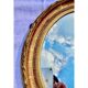 Oval wall mirror in gilded wood late nineteenth