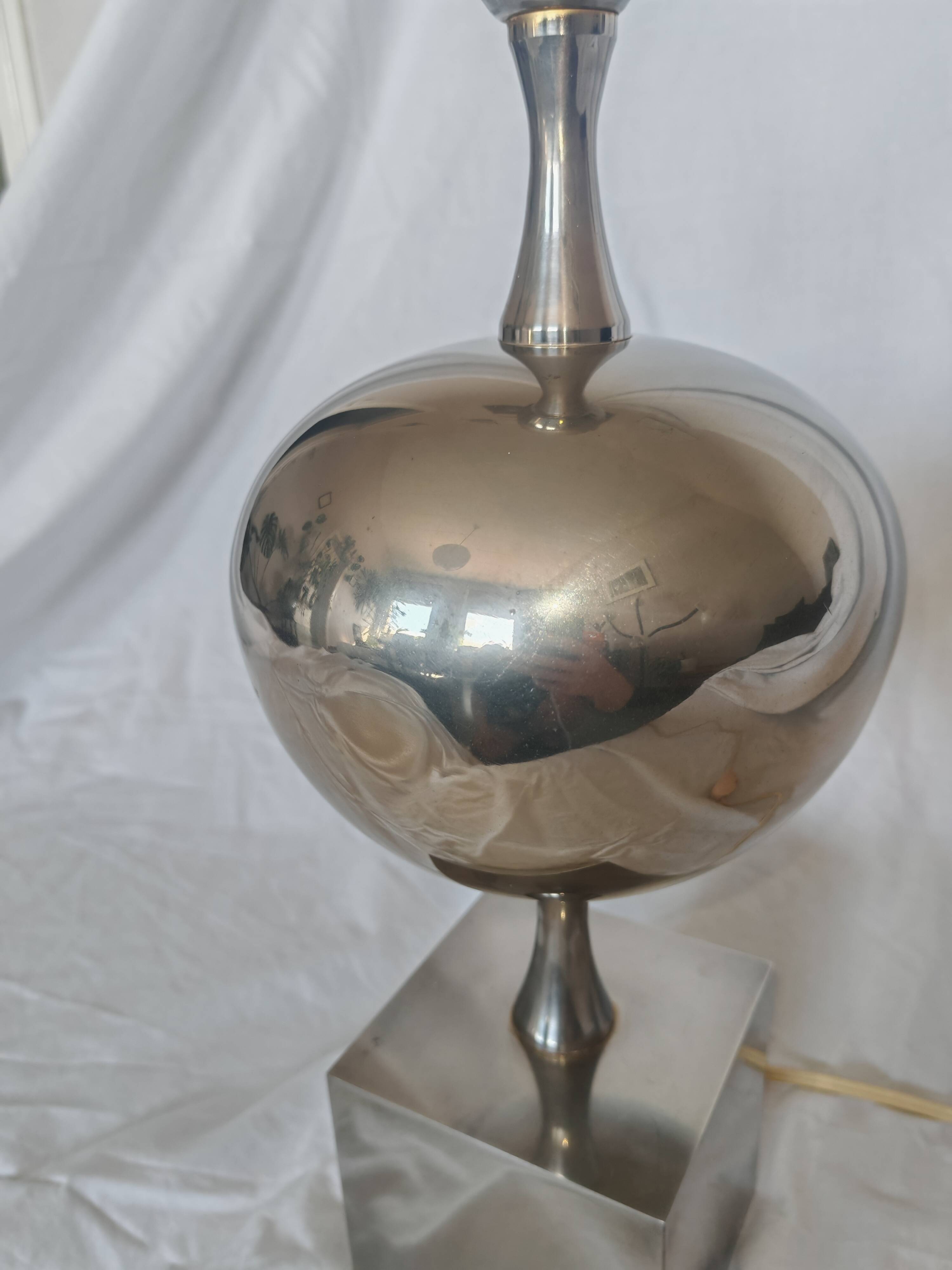 Pied de lampe Philippe Barbier, inox, 1970