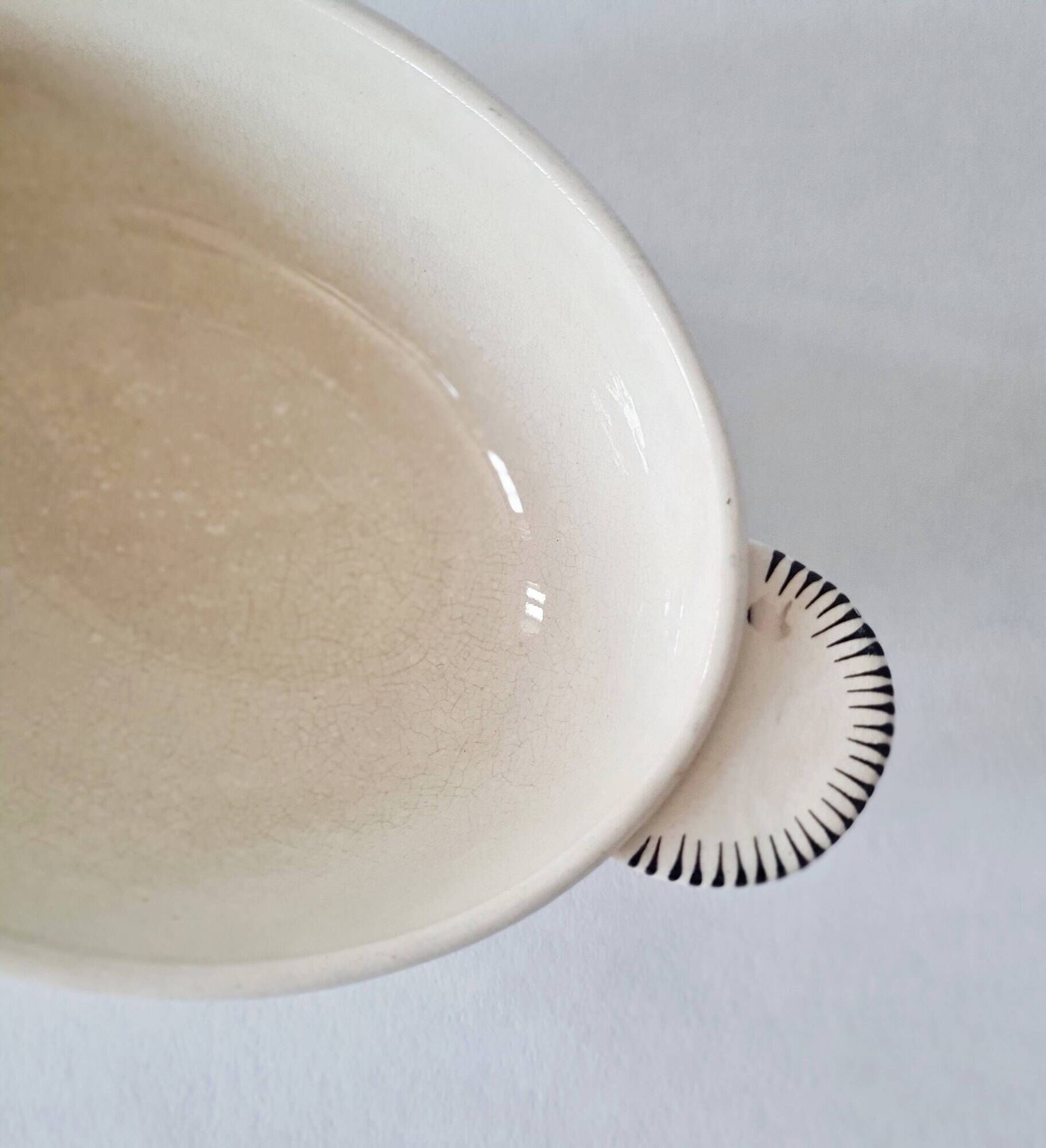 Old oval dish / vegetable dish in ironstone - "Renée" Art Deco model