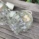 Pair of Bubble Pendant Lamps in Amber Glass Vintage 70s