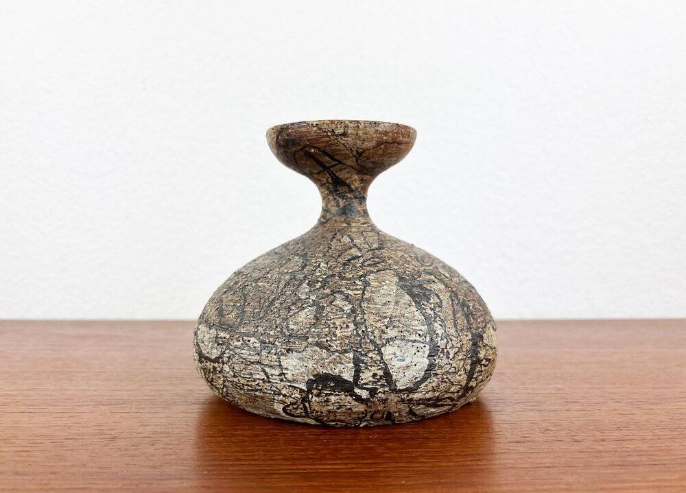 Vintage German brutalist studio mushroom vase by Gerhard Liebenthron, 1970s.