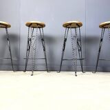 Vintage french wrought iron bar stools, 1960s - set of 4