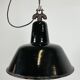 Industrial black enamel factory lamp with cast iron top, 1950s