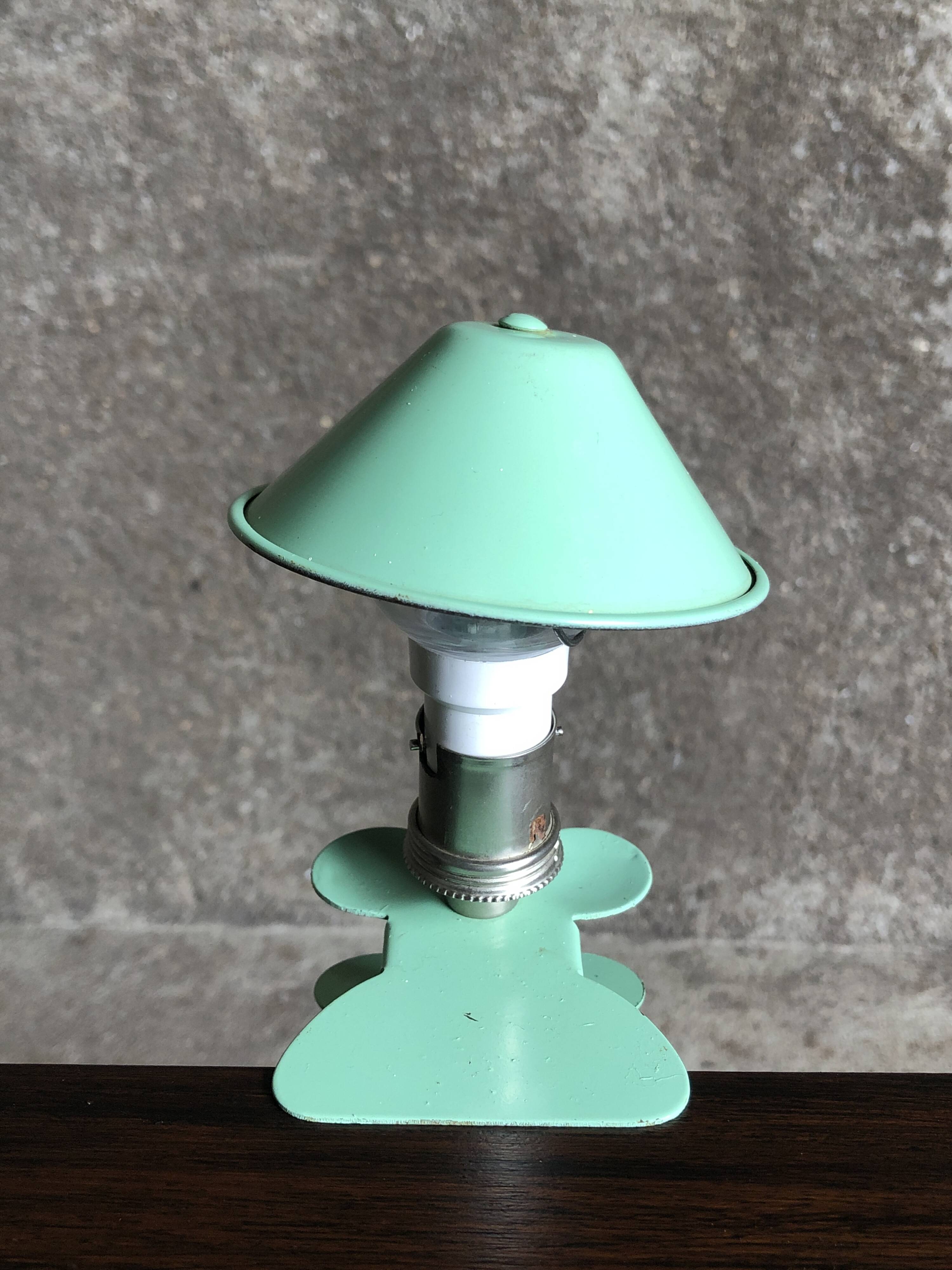 Vintage mint green mushroom clip/reader lamp, 1960s