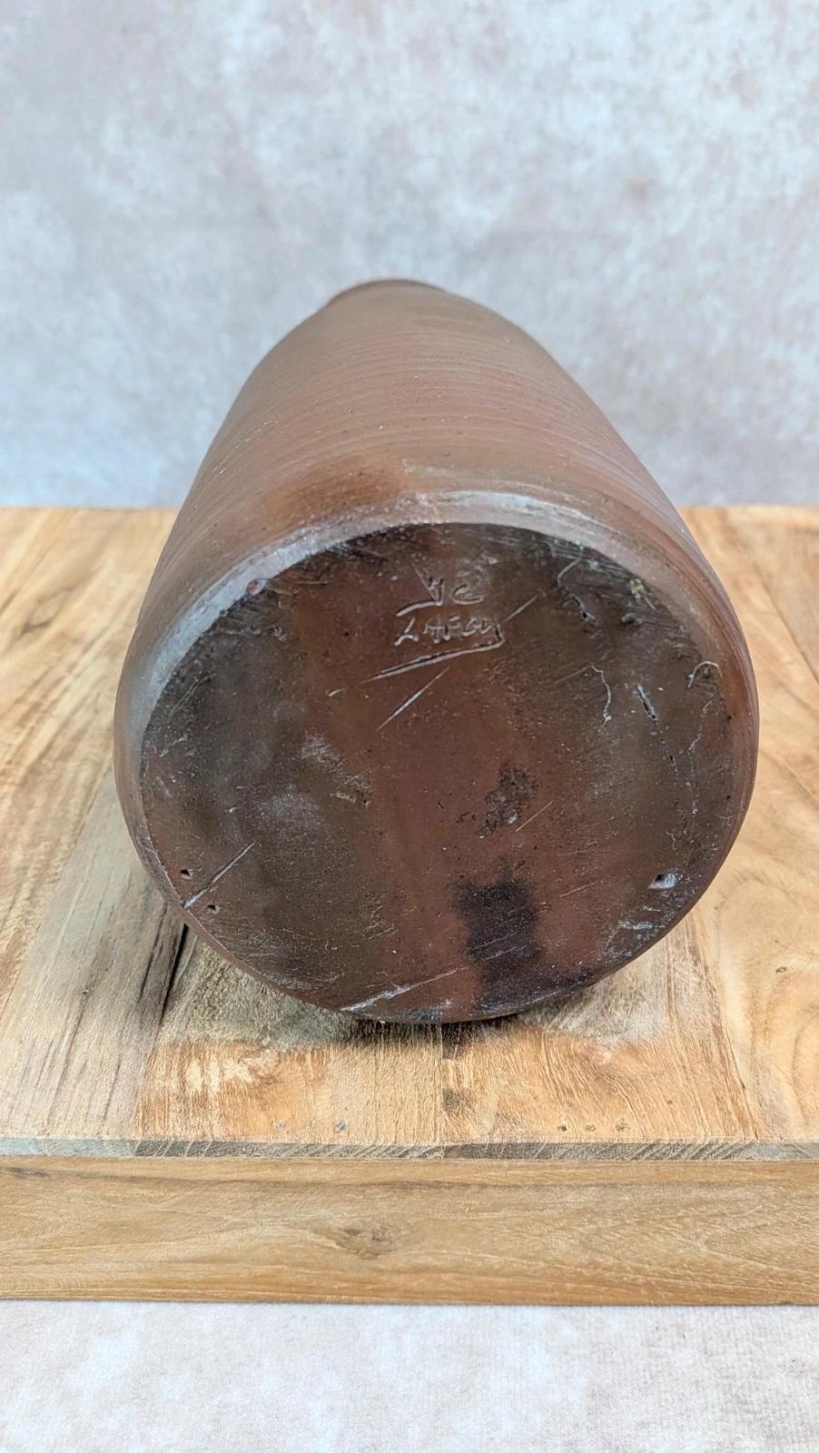 Stoneware vase signed Jc Lafon – vintage handmade piece