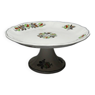 Antique compote dish "Marrons" Longchamp earthenware, polychrome ironstone.