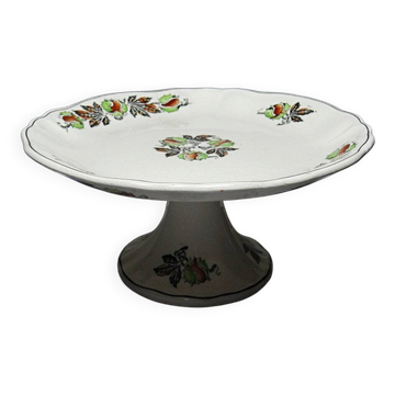 Antique compote dish "Marrons" Longchamp earthenware, polychrome ironstone.