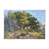 HST painting "Landscape of undergrowth" signed Léon PELLENC (1819-1894)