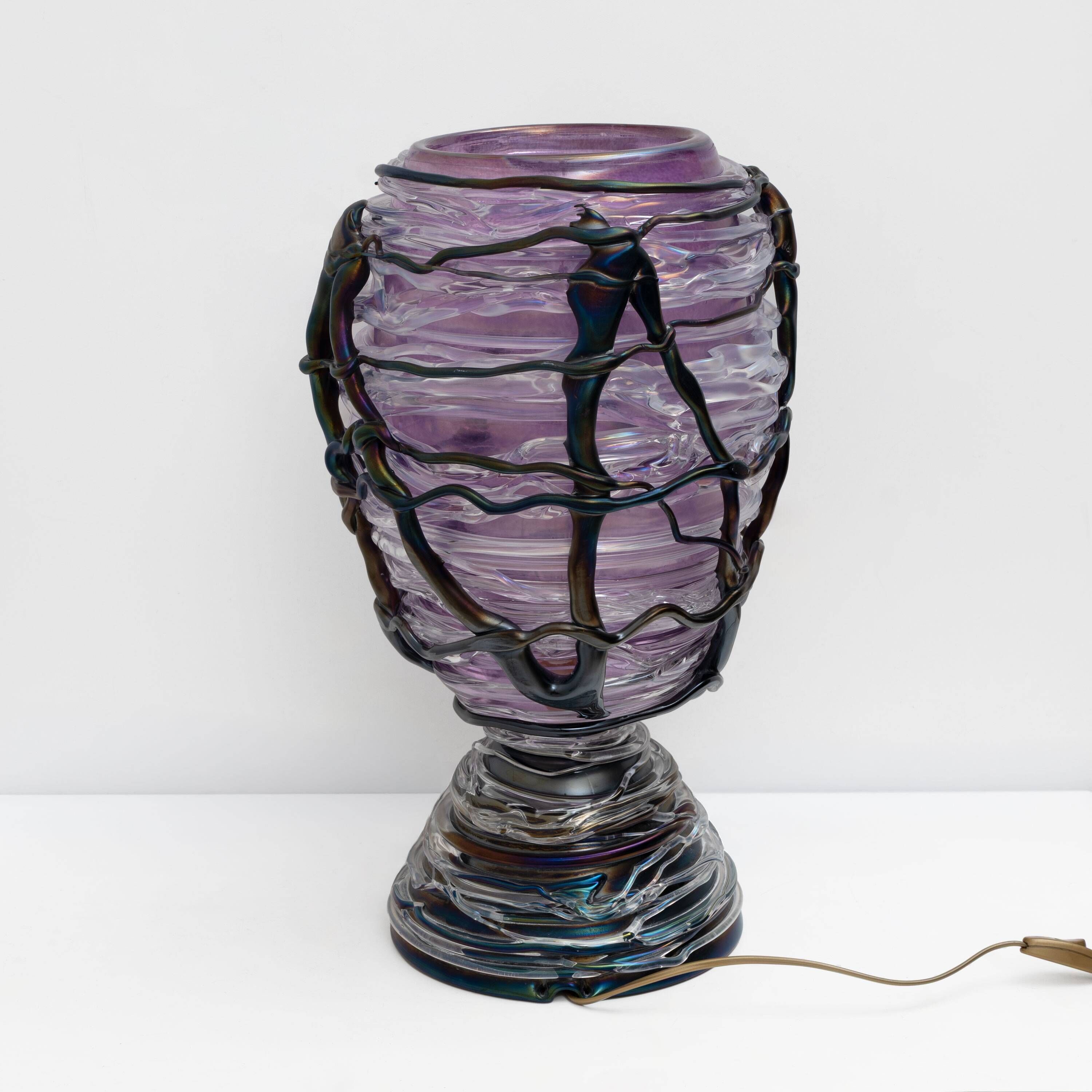 Exceptional Sculptural Murano Glass Table Lamp, Unique Piece, 1990