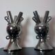 2 Large Vintage Vases • Chrome Ceramic • XXL • 1990