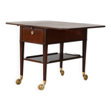 Vintage Scandinavian mahogany trolley 1940s with brass details