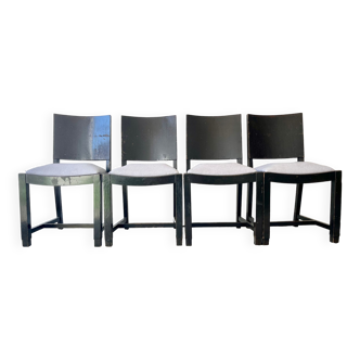 Set of 4 Art Deco Dining Chairs in Black