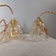 Pair of draped blown glass hanging lamps, ocher twisted wire