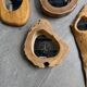 Set de 4 miroirs organiques brutalistes en bois années 50