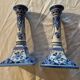2 candlesticks in the style of the fiancé of Delft, Holland, 1988