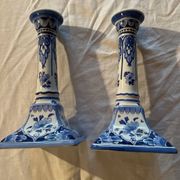 2 bougeoirs en faïence de Delft Hollande 1988