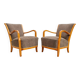 Chaises en bois d'orme art déco du milieu du siècle avec tapisserie fendi, 1940