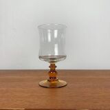 Set of 6 amber-stemmed water glasses, France, vintage