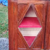 Library in solid oak and walnut, late 19th century