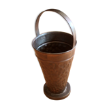 Copper umbrella stand with handle, vintage from the 1970s