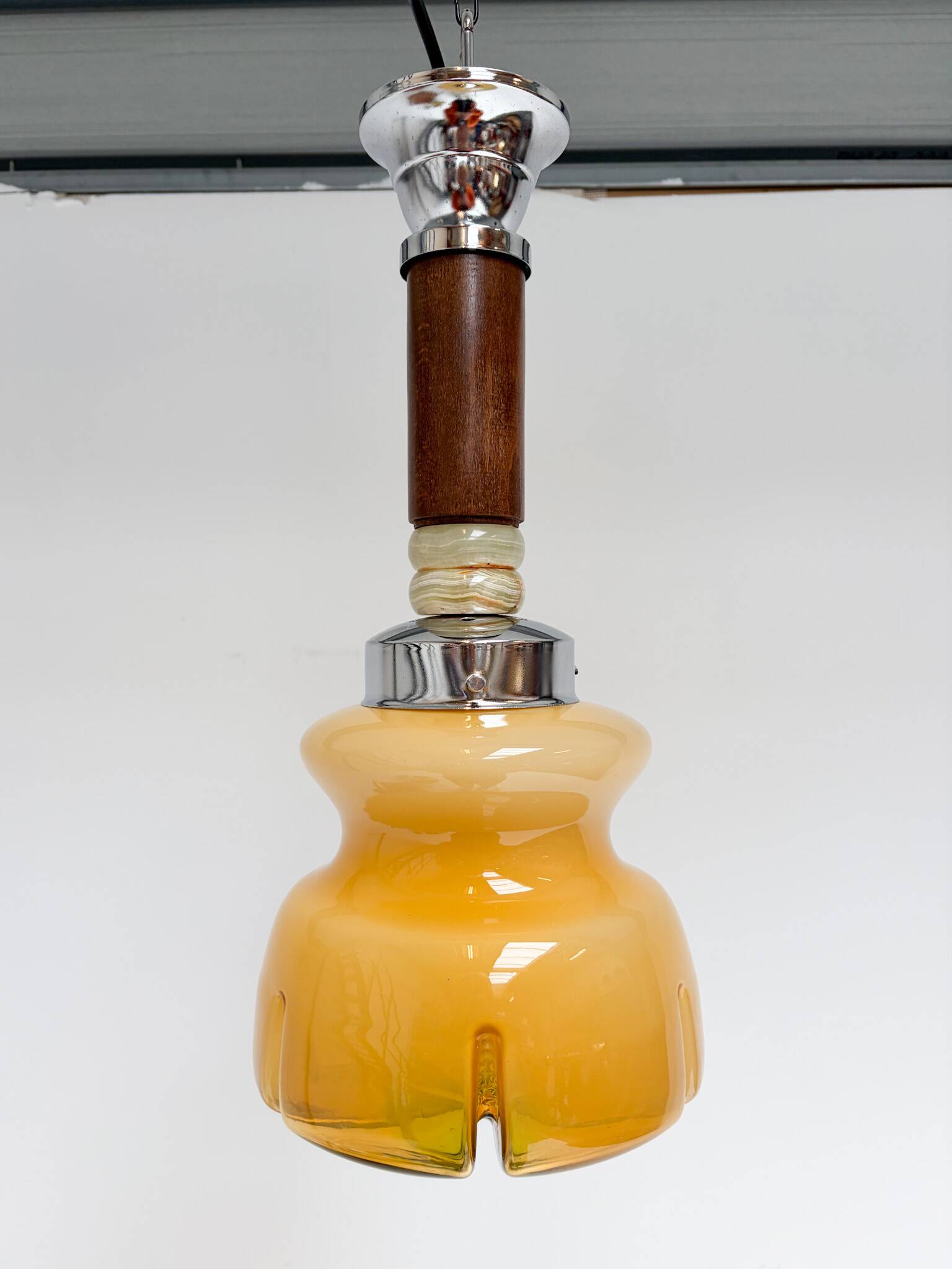Amber colored Murano glass ceiling lamp from Italy, 1960s