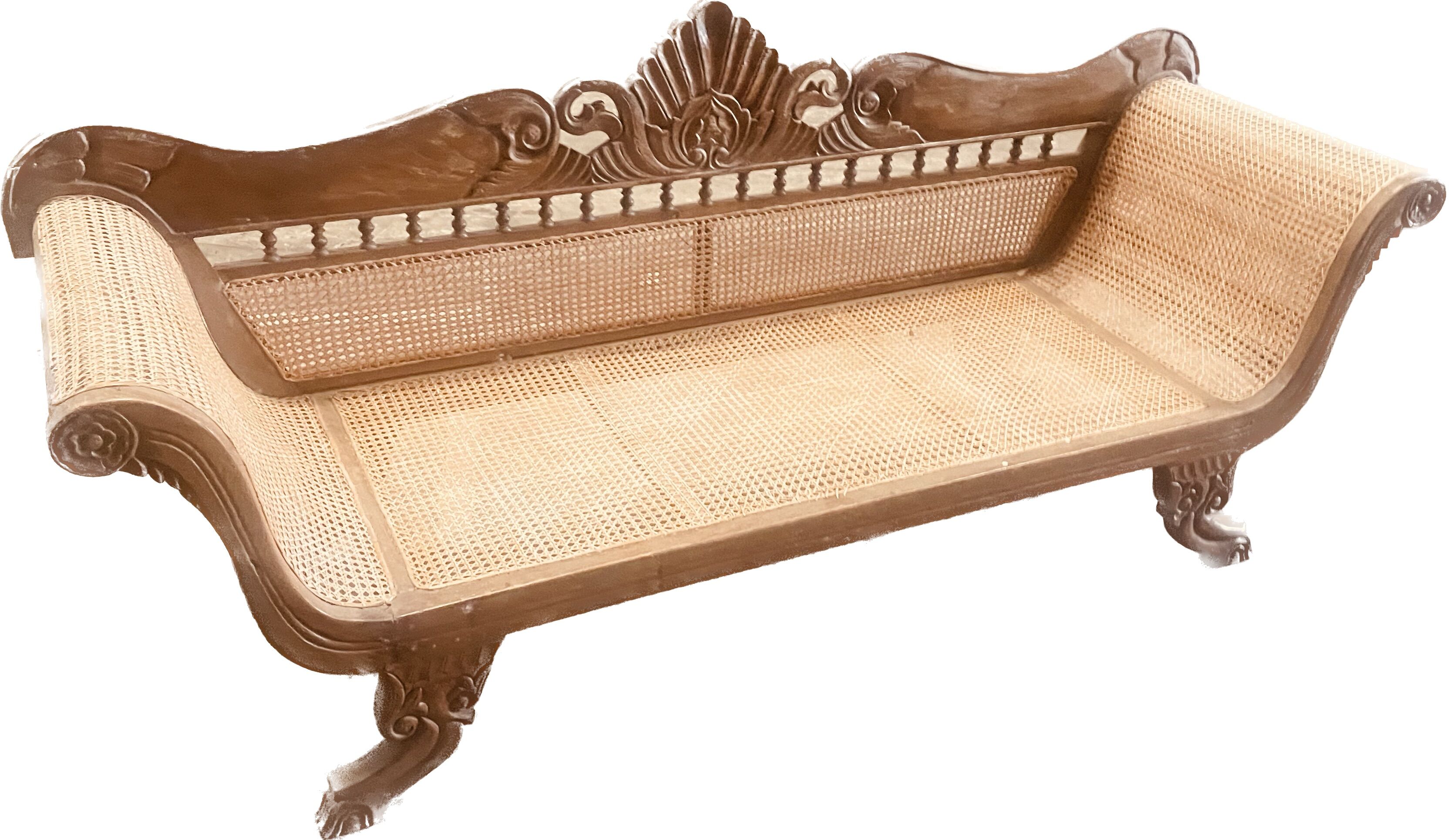 Antique rattan bench