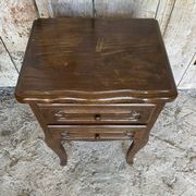 Antique Nightstand Louis XV Style Wood 2 Drawers Vintage #E294