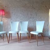 4 vintage Baumann Essor chairs in wood and skai from the 1960s