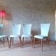 4 vintage Baumann Essor chairs in wood and skai from the 1960s.