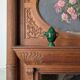 Decorative piece in green glazed stoneware, jug shape.