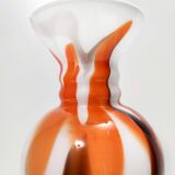 White, Orange and Brown Murano Glass Vase by Carlo Moretti, Italy