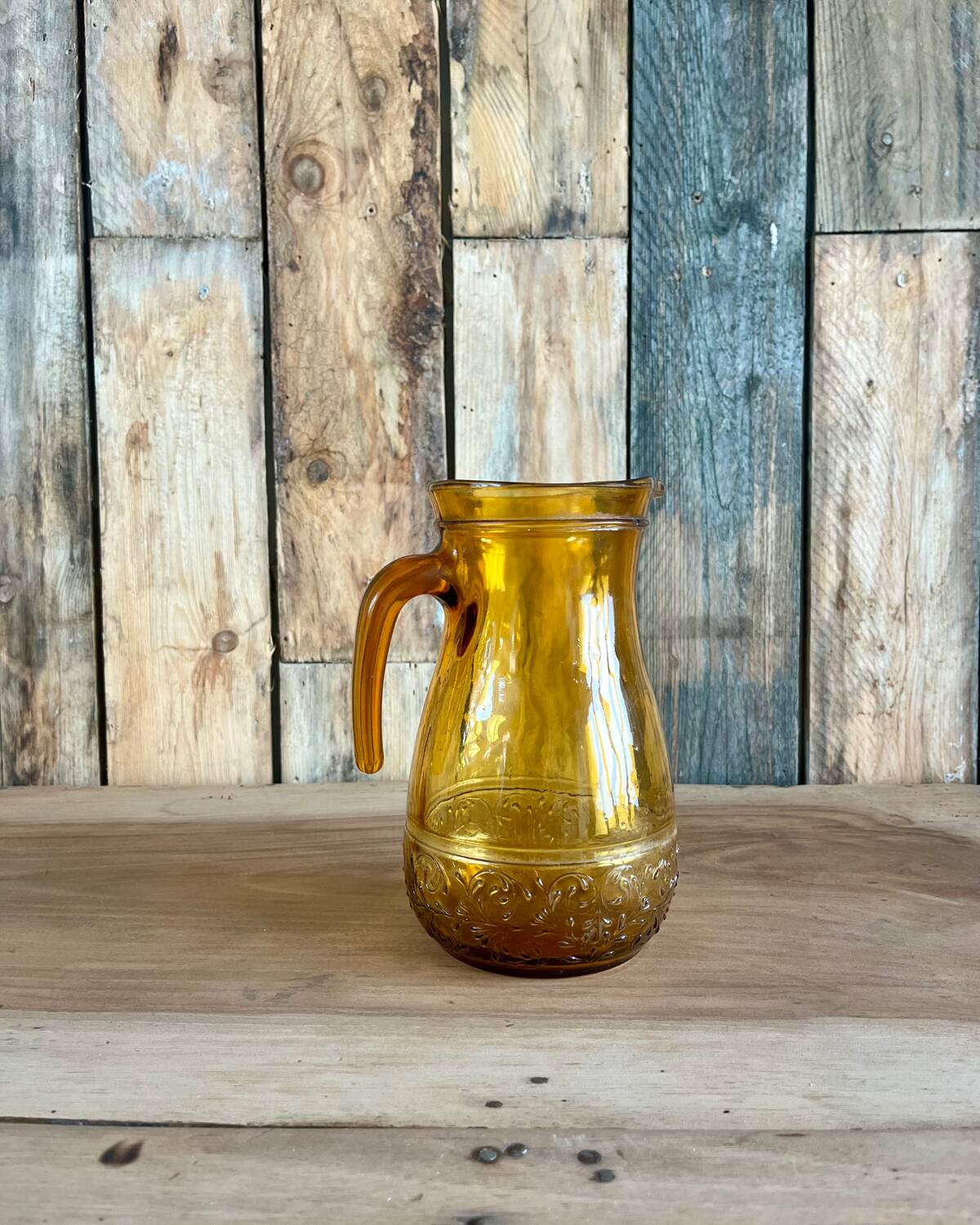 70s yellow glass pitcher
