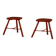 Pair of wooden stools painted in patinated red with flared legs, 1950s-1960s.