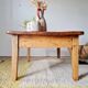 Low farmhouse table in honey pine wood with drawer, L96cm