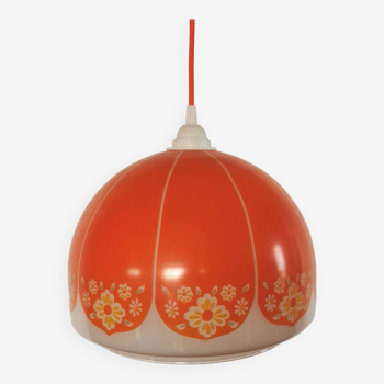 Vintage 70s opaline pendant lamp "Orange flowers"