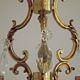 Lovely Quality Brass 6 Light Scrolled Acanthus Leaf Crystal Cage Chandelier 3626