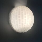 Vintage white glass half-sphere wall light. 1970s
