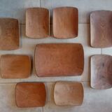 Ensemble assiettes et plat scandinave en bois massif vintage