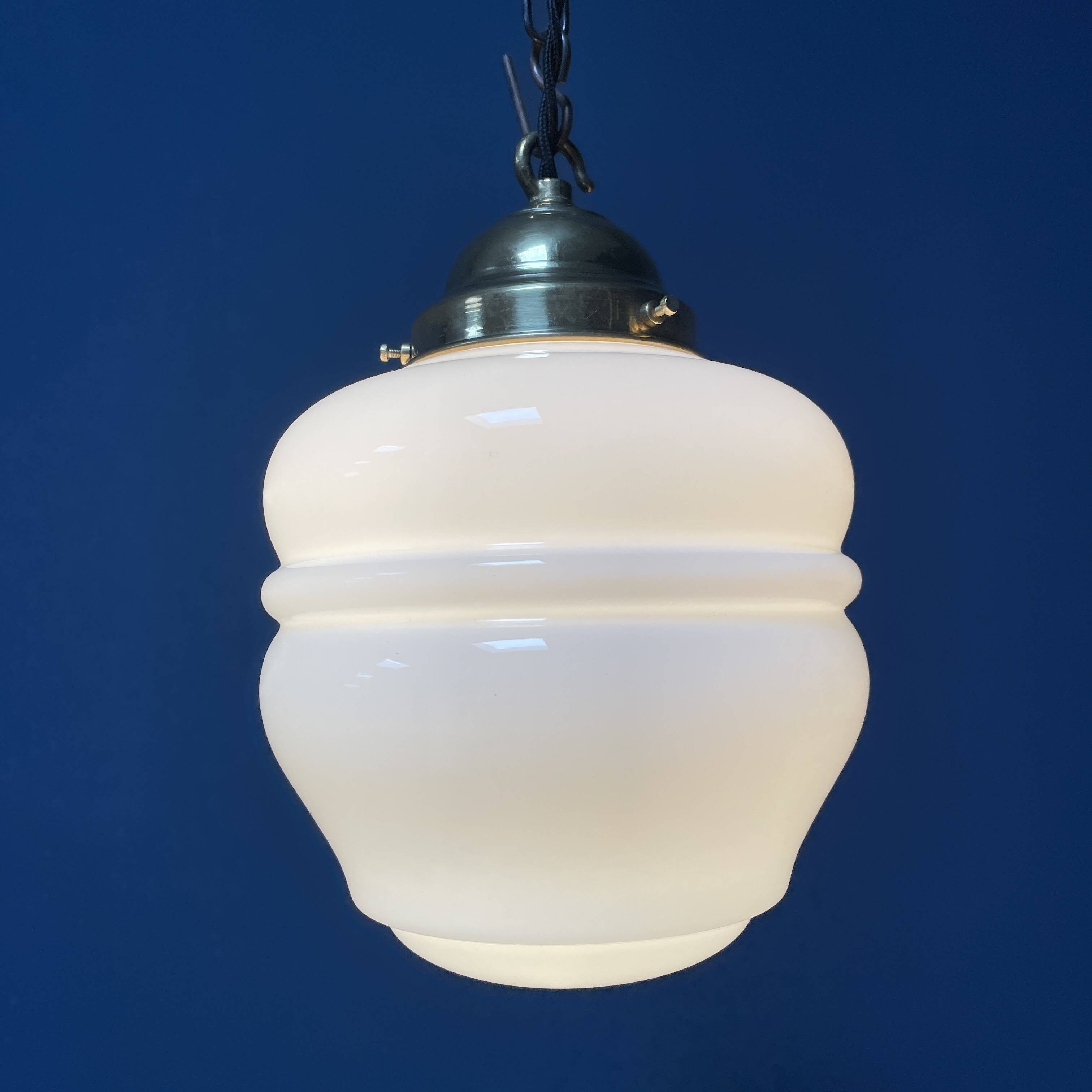 English opaline with brass glass pendant lamp
