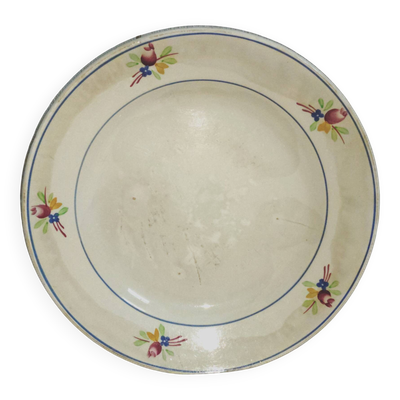 Assiette Plate en Faïence de Gien décorée à la main - Vintage 1940