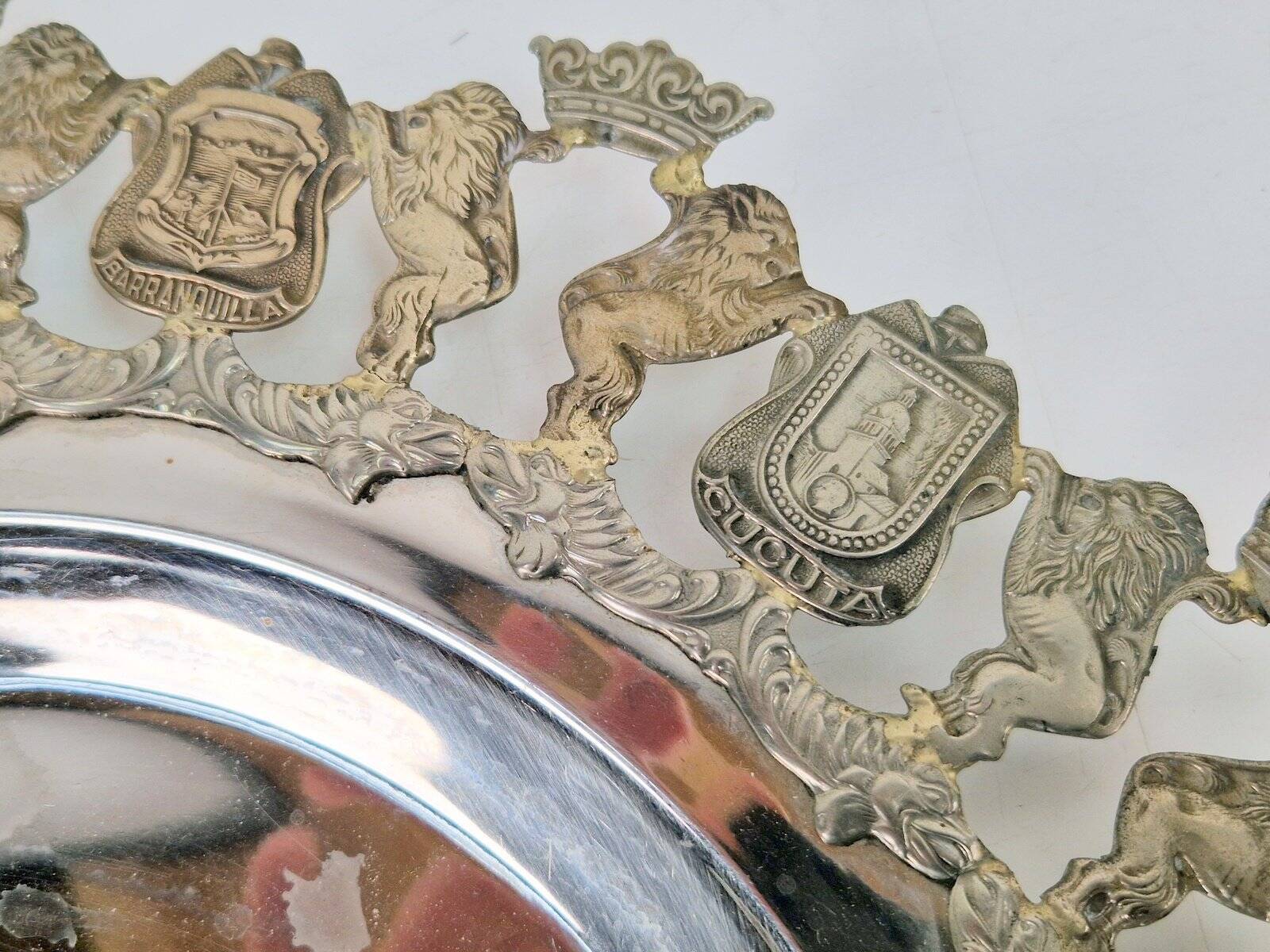 900 Pure Silver Platter from Florentina, Bogota, Colombia, 1970s