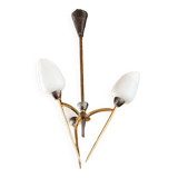 60s chandelier, brass and opaline