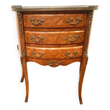 Louis XV style half-moon chest of drawers in marquetrya bottom of cubes XX century