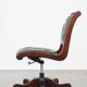English Chesterfield office chair in green leather, height adjustable on casters