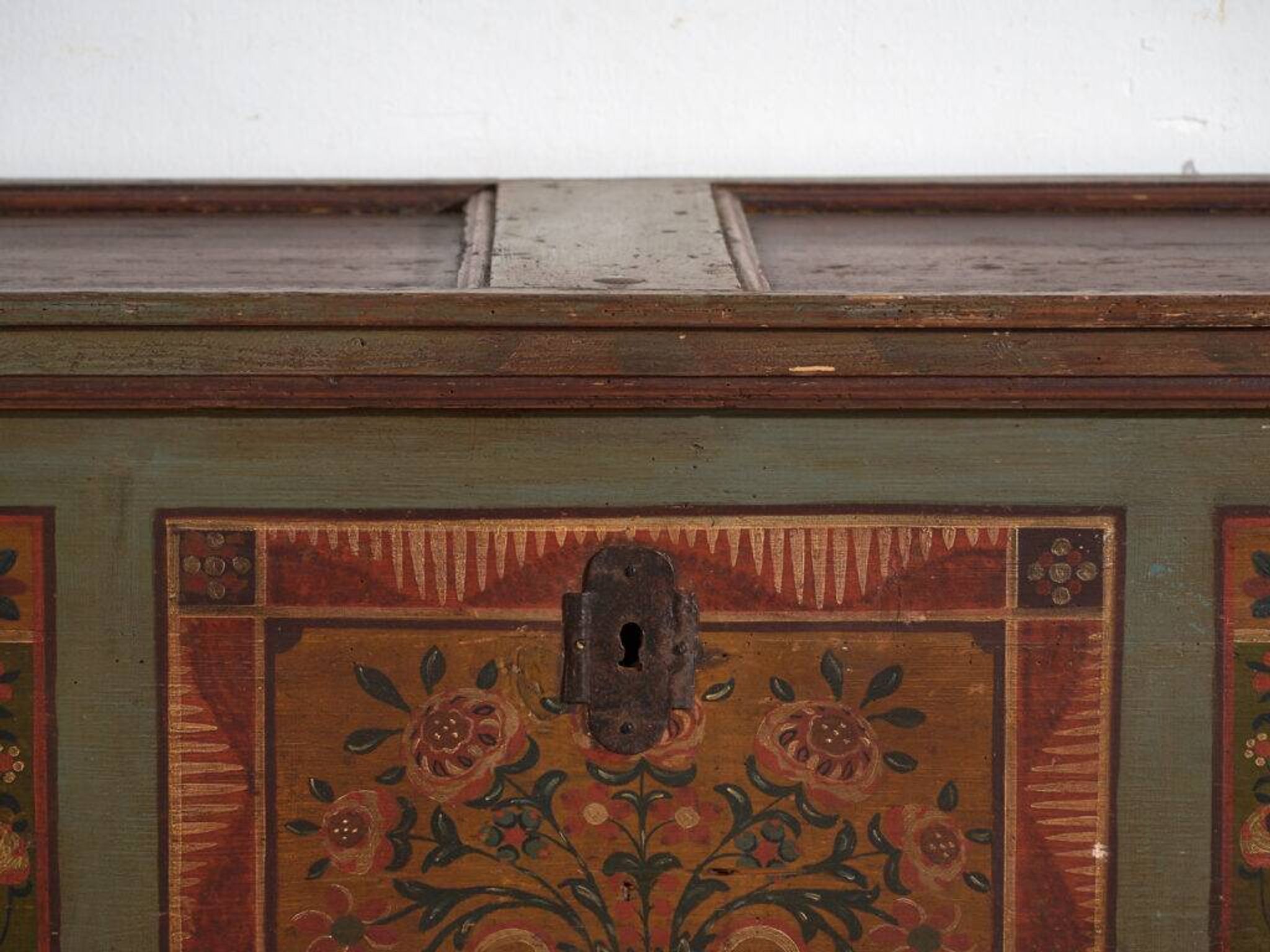 Antique polychrome wedding chest – Central Europe, circa 1850