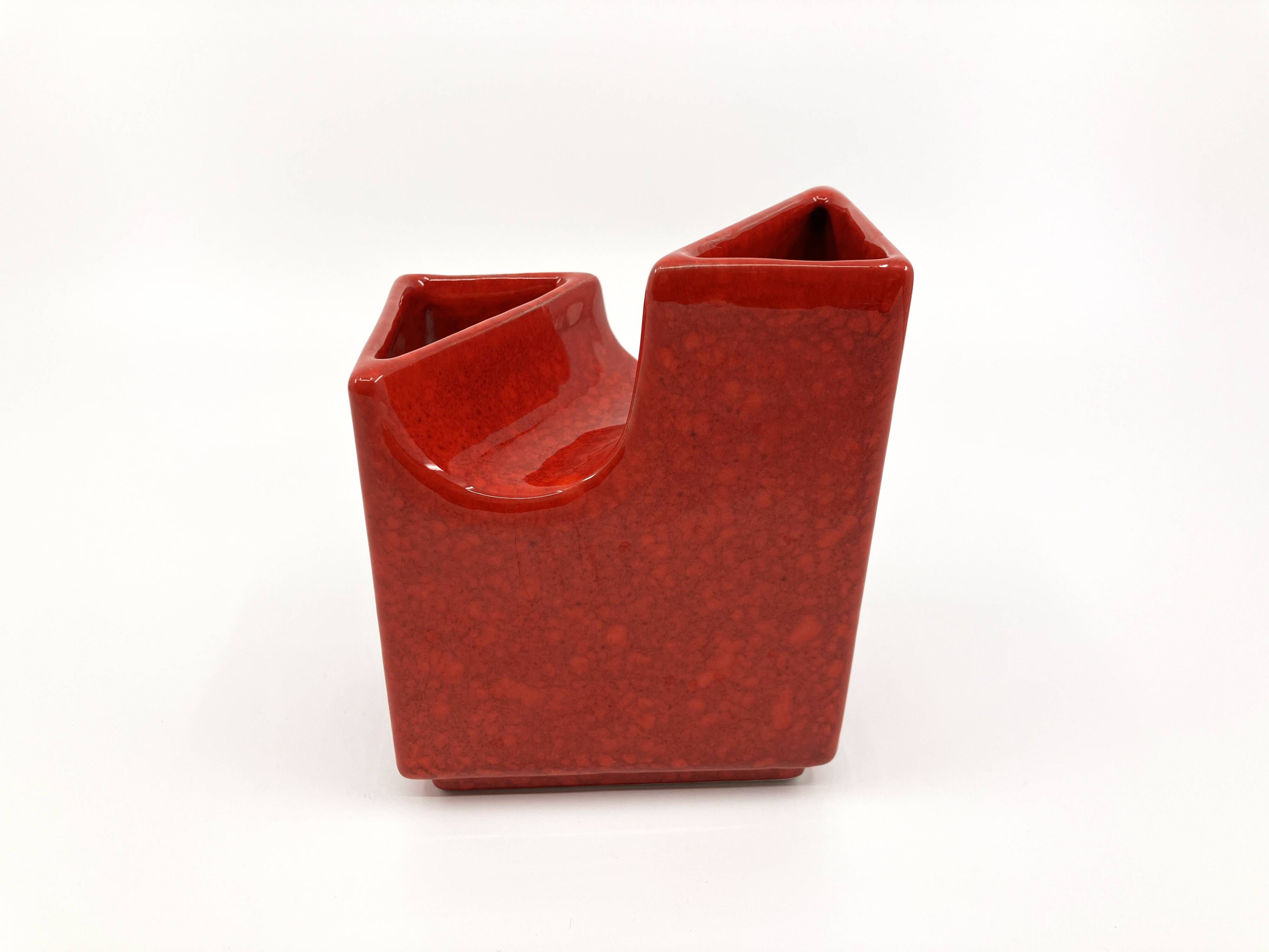 Vase with 2 necks by Roberto Rigon for Bertoncello • Italy • Circa 1970