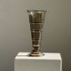 Flared Art Deco vase in smoked moulded glass with steps H30 W13.5